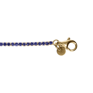 BRACELET ARGENT DORÉ  RIVIERE OXYDES BLEU FONCÉ SERTIS DIAM 2.5MM  16+3CM