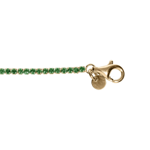 BRACELET ARGENT DORÉ RIVIERE OXYDES VERT SERTIS DIAM 2.5MM 16+3CM