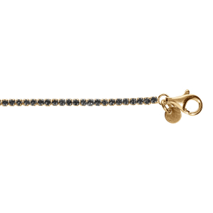 BRACELET ARGENT DORÉ RIVIERE OXYDES NOIRS SERTIS DIAM 2.5MM 16+3CM