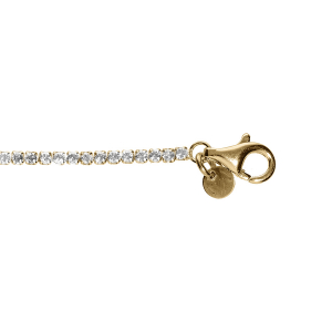 BRACELET ARGENT DORÉ RIVIERE OXYDES BLANC SERTIS DIAM 2.5MM 16+3CM