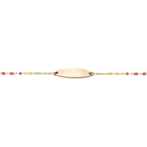 IDENTITÉ BEBE RÉSINE PLAQUE OVALE MULTICOLORE DEGRADÉ ROSE VERT ARGENT ET DORURE JAUNE 13+2CM