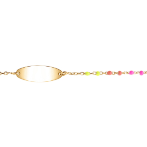 IDENTITÉ BEBE RÉSINE PLAQUE OVALE MULTICOLORE DEGRADÉ ROSE VERT ARGENT ET DORURE JAUNE 13+2CM