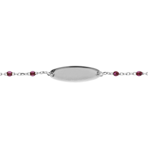 IDENTITÉ BEBE RÉSINE VIOLETTE  PLAQUE OVALE ARGENT RHODIÉ  13+2CM