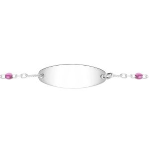 IDENTITÉ BEBE RÉSINE VIOLETTE  PLAQUE OVALE ARGENT RHODIÉ  13+2CM