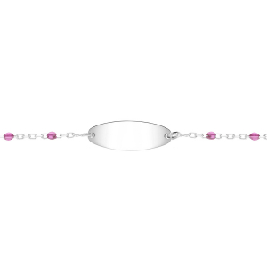 IDENTITÉ BEBE RÉSINE VIOLETTE  PLAQUE OVALE ARGENT RHODIÉ  13+2CM