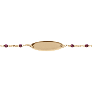 IDENTITÉ BEBE RÉSINE VIOLETTE  PLAQUE OVALE ARGENT ET DORURE JAUNE  13+2CM