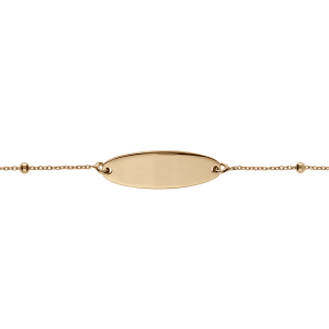 IDENTITÉ BEBE CHAINE BOULE PLAQUE OVALE ARGENT ET DORURE JAUNE  13+2CM