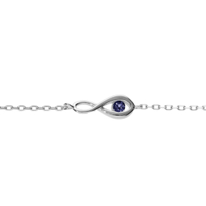 BRACELET  ARGENT RHODIÉ INFINI OXYDE BLEU FONCÉ  16+2CM