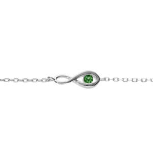 BRACELET  ARGENT RHODIÉ INFINI OXYDE VERT FONCÉ  16+2CM