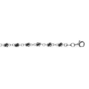 BRACELET ARGENT RHODIÉ BOULES OXYDES NOIR EN CAGE  16+3CM