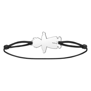BRACELET CORDON NOIR COULISSANT GARCON ARGENT RHODIÉ