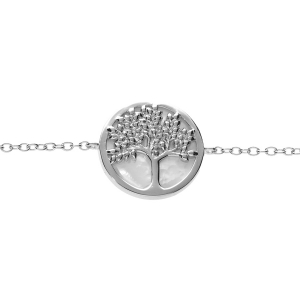 BRACELET ARGENT RHODIÉ ARBRE DE VIE AVEC NACRE BLANCHE 16+2CM