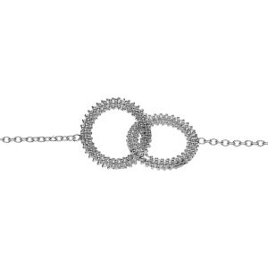 BRACELET ARGENT RHODIÉ CLAIRE DOUBLE CERCLE EVIDÉ PERLÉ  16+3CM