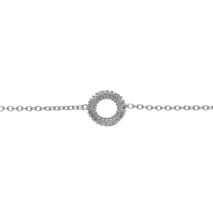 BRACELET ARGENT RHODIÉ CLAIRE CERCLE EVIDÉ PERLÉ 16+3CM