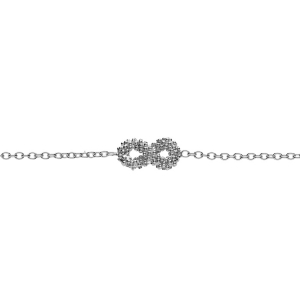 BRACELET ARGENT RHODIÉ CLAIRE INFINI EVIDÉ PERLÉ  16+3CM