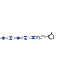 BRACELET ARGENT RHODIÉ OLIVES RÉSINE BLEU FONCÉ 15+3CM