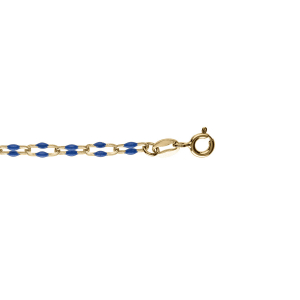BRACELET ARGENT DORÉ OLIVES RÉSINE BLEU FONCÉ 15+3CM