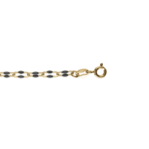 BRACELET ARGENT DORÉ OLIVES RÉSINE NOIRES 15+3CM