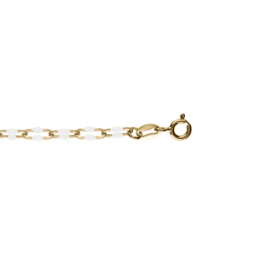 BRACELET ARGENT DORÉ OLIVES RÉSINE BLANCHE 15+3CM