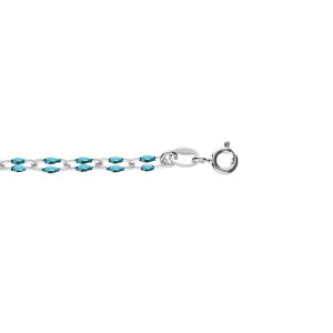 BRACELET ARGENT RHODIÉ OLIVES RÉSINE BLEU TRANSLUCIDE 15+3CM