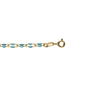 BRACELET ARGENT DORÉ OLIVES RÉSINE BLEU TRANSLUCIDE 15+3CM