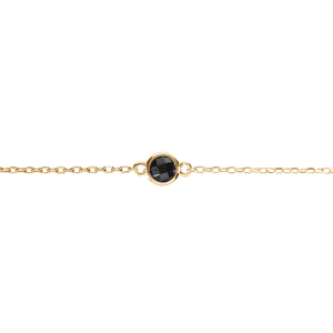 BRACELET ARGENT DORÉ OXYDE NOIR SERTI CLOS 16+3CM