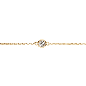 BRACELET ARGENT DORÉ OXYDE BLANC SERTI CLOS 16+3CM