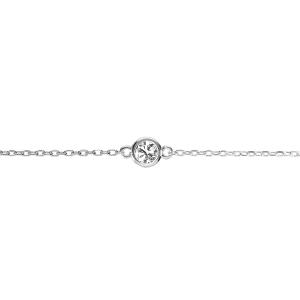BRACELET ARGENT RHODIÉ OXYDE BLANC SERTI CLOS 16+3CM