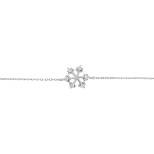 BRACELET ARGENT RHODIÉ FLOCON DE NEIGE OXYDES BLANCS 16+3CM