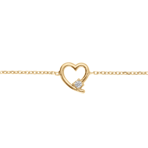BRACELET ARGENT DORÉ COEUR 1 OXYDE BLANC SERTI  16+3CM