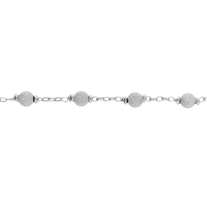BRACELET ARGENT RHODIÉ BOULES GIVRÉES 16+3CM