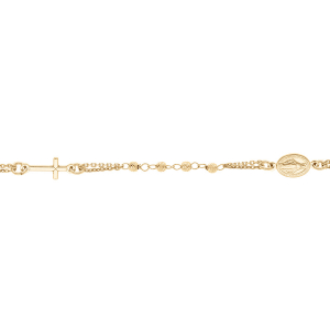 BRACELET ARGENT DORÉ CHAPELET BOULES DIAMANTÉES 16+4CM