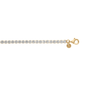 BRACELET ARGENT DORÉ  OXYDES BLANCS SERTIS TENNIS 3MM 16+3CM
