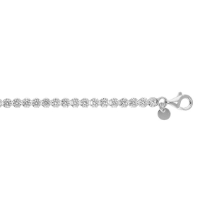 BRACELET ARGENT RHODIÉ  OXYDES BLANCS SERTIS TENNIS  3MM  16+3CM