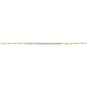BRACELET ARGENT DORÉ OXYDES BLANCS SERTIS TENNIS AVEC MOTIF CARRÉ 16+3CM