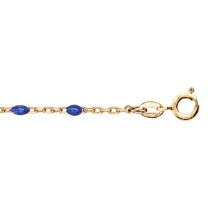 BRACELET ARGENT ET DORURE JAUNE OLIVES RÉSINE BLEU FONCÉ 15+3CM