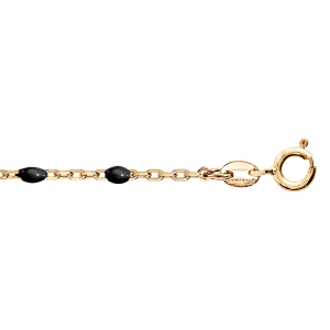 BRACELET ARGENT ET DORURE JAUNE OLIVES RÉSINE NOIRE 15+3CM