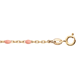 BRACELET ARGENT ET DORURE JAUNE OLIVES RÉSINE ROSE 15+3CM