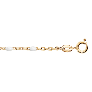 BRACELET ARGENT ET DORURE JAUNE OLIVES RÉSINE BLANCHE 15+3CM