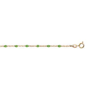BRACELET ARGENT ET DORURE JAUNE OLIVES RÉSINE VERT 15+3CM