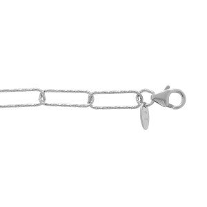 BRACELET ARGENT RHODIÉ MOTIFS RECTANGULAIRES DIAMANTÉS 16+3CM