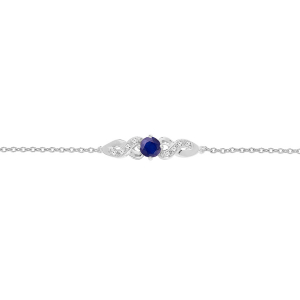 BRACELET ARGENT RHODIÉ SAPHIR VERITABLE ET TOPAZES BLANCHES 16+3CM