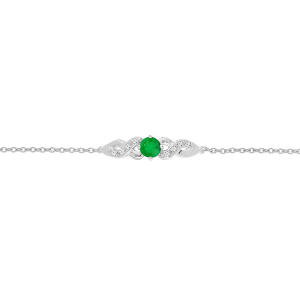 BRACELET ARGENT RHODIÉ EMERAUDE VERITABLE ET TOPAZES BLANCHES 16+3CM