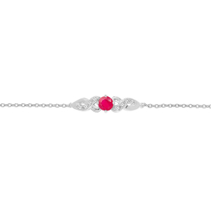 BRACELET ARGENT RHODIÉ RUBIS VERITABLE ET TOPAZES BLANCHES 16+3CM