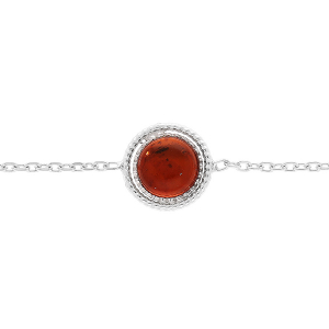 BRACELET ARGENT RHODIÉ ET PUCE 6MM AMBRE VÉRITABLE 16+3CM