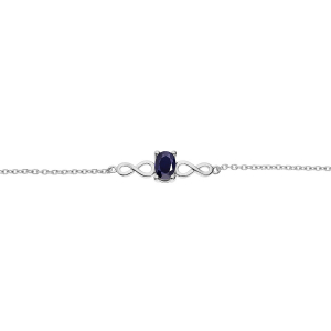 BRACELET ARGENT RHODIE MOTIF INFINI SAPHIR VÉRITABLE 16+3CM
