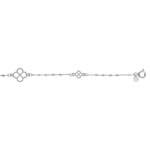 BRACELET ARGENT RHODIÉ FLEURS AJOURÉES 16+3CM