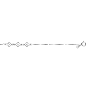BRACELET ARGENT RHODIÉ 3 FLEURS AJOURÉES 16+3CM