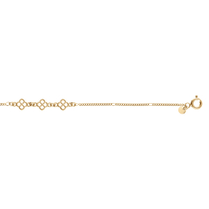 BRACELET ARGENT DORÉ 3 FLEURS AJOURÉES 16+3CM