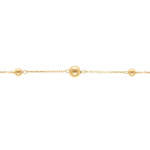 BRACELET ARGENT DORÉ BOULES 16+3CM